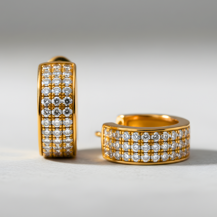 Artisanal-made diamonds hoop earrings