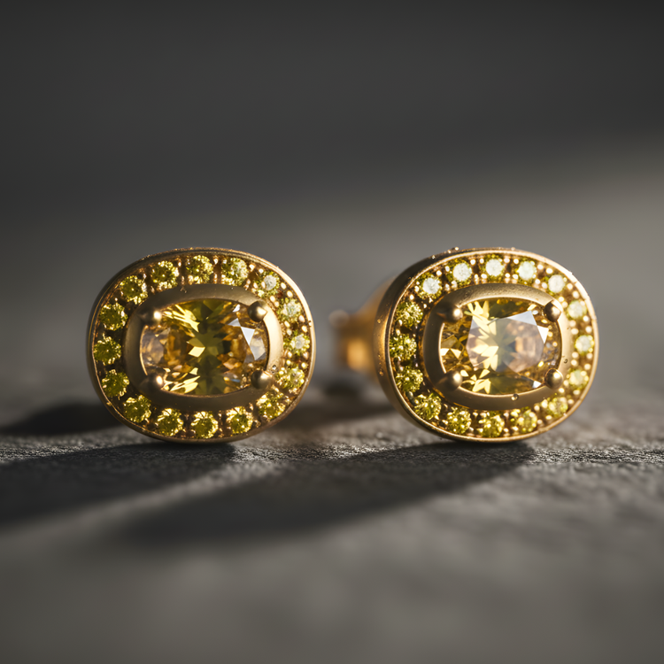 Lab Grown Men's Diamonds & Gold Stud Earrings