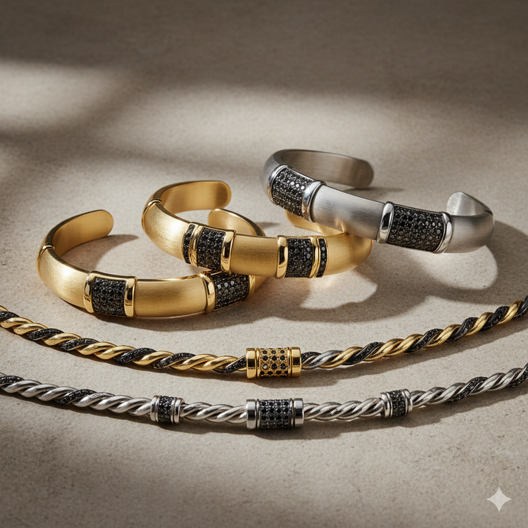 Men's Diamond And Gold Art Deco Bracelet