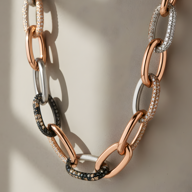 Unisex Diamonds and Gold Chain Necklaces