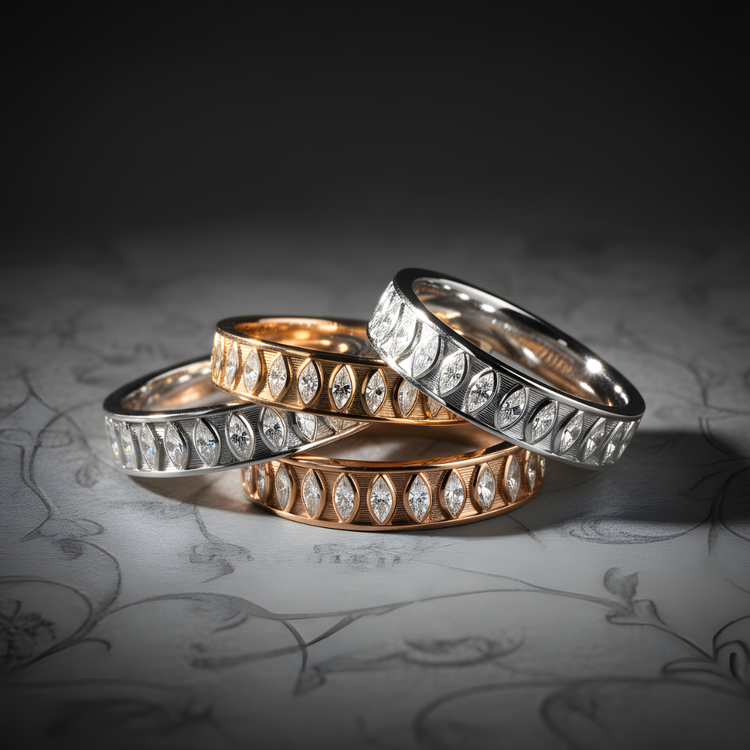 Unisex Marquise Diamonds Eternity Ring