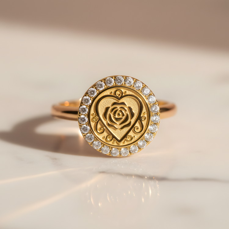 Unisex Promise Ring in Gold and Diamonds